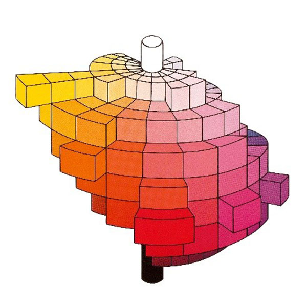 hue-lightness-saturation in three-dimensional (color)